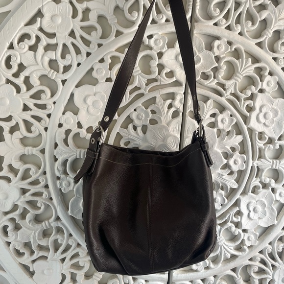 Coach Brown Pebbled Leather Crossbody Bag Adjustable Strap - Picture 3 of 9